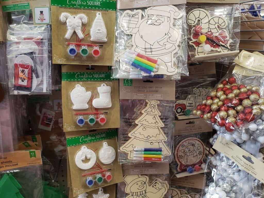 Christmas craft stocking stuffers at Dollar Tree.