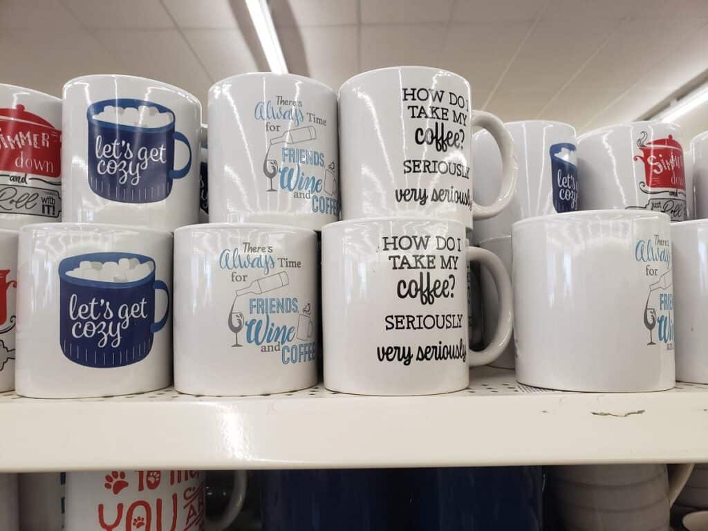 Three different types of coffee mugs.